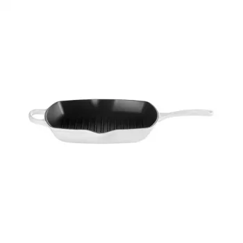 Tigaie pătrată pentru grătar din fontă Le Creuset, 26x26 cm, albă