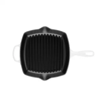 Tigaie pătrată pentru grătar din fontă Le Creuset, 26x26 cm, albă
