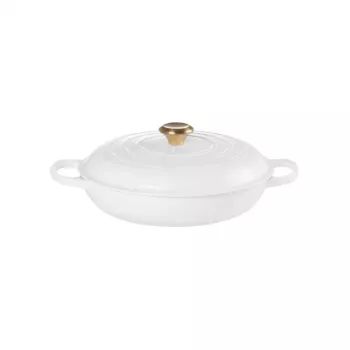 Vas puțin adânc din fontă LE CREUSET, 30 cm, 3,5 L, alb
