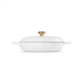 Vas puțin adânc din fontă LE CREUSET, 30 cm, 3,5 L, alb