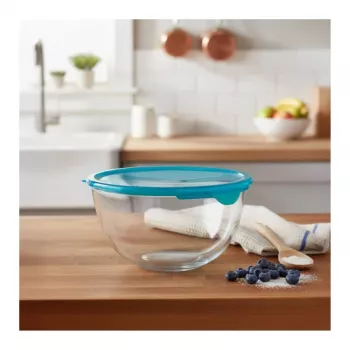 Bol de amestec din sticlă PYREX cu capac 2,3L Ø21cm