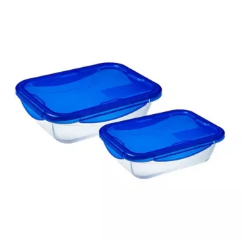 Recipient din sticlă PYREX Cook&Go cu capac, set de 2 bucăți
