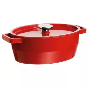Vas oval din fontă Pyrex 5,8L roșu 33x25cm