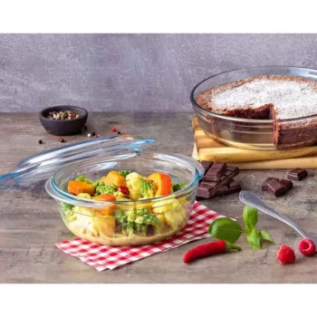 Recipient din sticlă PYREX Essentials cu capac 1,4L Ø17cm