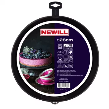 Formă de tort cu arc NEWILL Ø28x7,6 cm neagră oțel carbon cu strat antiaderent