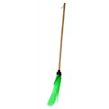 Mătură rotundă verde HORTUS cu mâner din lemn