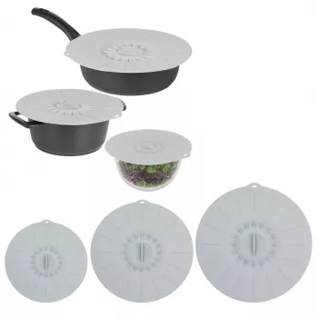 Set de capace din silicon ASI COLLECTION, 3 buc., Ø20/26/30cm, gri