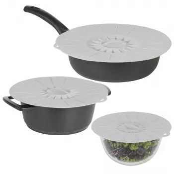 Set de capace din silicon ASI COLLECTION, 3 buc., Ø20/26/30cm, gri