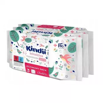 Set șervețele umede Kindii Sensitive Baby 3x60 buc.