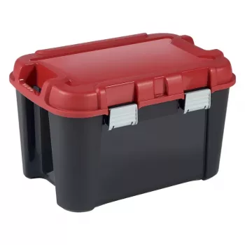 KETER DIY Totem 60L Storage Box with Lid, 59 x 39.5 x 36 cm, Black/Red