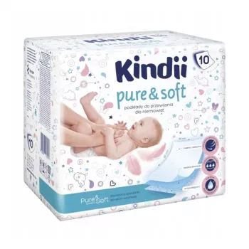 Pături de schimbat pentru bebeluși Kindii Pure & Soft 60x60 cm, pachet de 10, pături de unică folosință impermeabile, alb