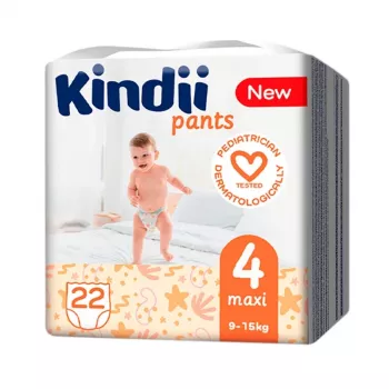 Scutece de unică folosință Kindii Maxi mărimea 4 (9-15 kg), 22 buc.