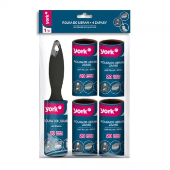 Rolă de curățat scame YORK cu 4 role de schimb – set cu 5 role în total, 53 file pe rolă, lățime 10 cm