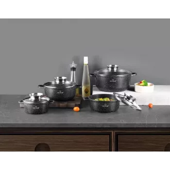 Set de vase Zilner ZL-8635 Marble, 17 piese, negru