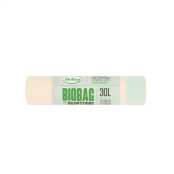 Pungi de gunoi compostabile cu șnur BioBag 30L, 10 buc. pe rolă, 50x60 cm, verzi