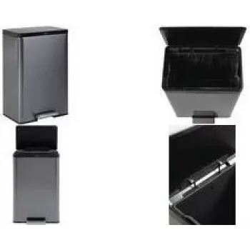 Coș de gunoi cu pedală Rubbermaid Elite 45L din oțel inoxidabil, dreptunghiular, rezistent la amprente 2112520