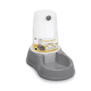 Bol de apă pentru animale de companie cu dozator Stefanplast Break Reserve 1,5 L, 28,5x18,5x22 cm, gri