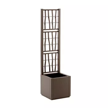 STEFANPLAST Ethica Square Flower Box with Integrated Trellis 36x36x140 cm Brown