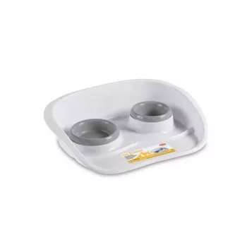 Set de boluri pentru hrana animalelor de companie STEFANPLAST Dinner, 2 boluri (0,25 L + 0,35 L), gri, 46 x 35 x 11 cm