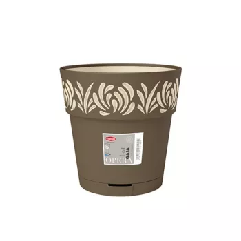 Ghiveci rotund cu farfurioară STEFANPLAST Gaia, maro, Ø25 x 25 cm