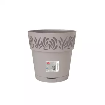 Ghiveci cu farfurioară STEFANPLAST Gaia Ø25x25 cm gri deschis