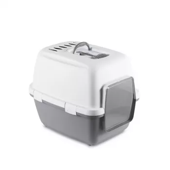Litiere închisă pentru pisici STEFANPLAST Cathy Comfort 58x45x48 cm alb/gri