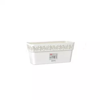 Ghiveci STEFANPLAST cu tavă Gaia 30x13x12 cm alb