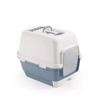Litiere închisă pentru pisici STEFANPLAST Cathy Clever & Smart 58x45x48cm alb/albastru