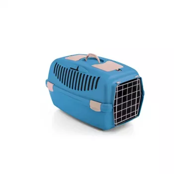STEFANPLAST Gulliver 2 Cușcă de transport pentru animale de companie cu ușă metalică 55x36x35 cm albastru