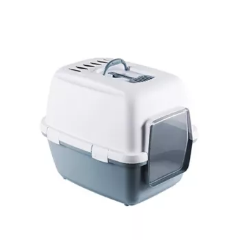 Litiere pentru pisici cu capac STEFANPLAST Cathy Comfort 58x45x48 cm alb/albastru