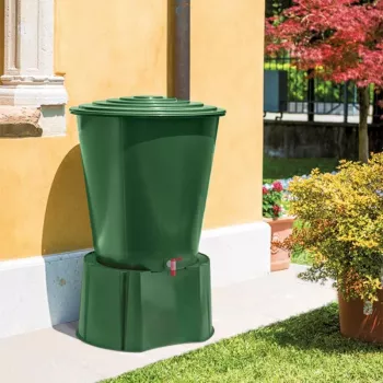 Butoi de apă STEFANPLAST, 500 L, cu capac și robinet, Ø100x85 cm, verde