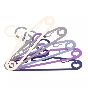 Umereșe din plastic ORDINETT Cupid, set de 5, culori asortate, 42 x 21 cm, subțiri, cu bară pentru pantaloni