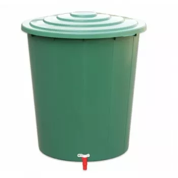 Butoi pentru apă de ploaie STEFANPLAST 310L cu capac și robinet, verde, Ø80x97cm