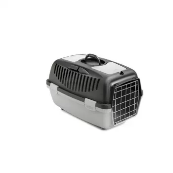Cușcă de transport STEFANPLAST Gulliver 2 cu ușă metalică, 55x36x35 cm, gri închis/gri deschis