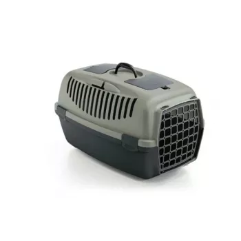 Cușcă de transport pentru animale de companie STEFANPLAST Gulliver 3 cu ușă din plastic 61x40x38 cm gri/verde