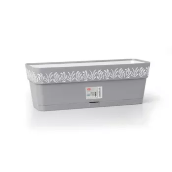 Jardinière STEFANPLAST cu farfurioară Gaia 50x18x17 cm gri