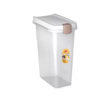 Recipient pentru depozitarea hranei pentru animale STEFANPLAST 25L 10kg transparent/alb