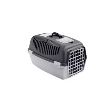 Cușcă de transport STEFANPLAST Gulliver 2 cu ușă din plastic 55x36x35cm Gri închis/Gri deschis