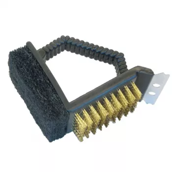 Perie pentru grătar ASI COLLECTION 10cm oțel inoxidabil perie T cu 3 fețe și mâner ergonomic