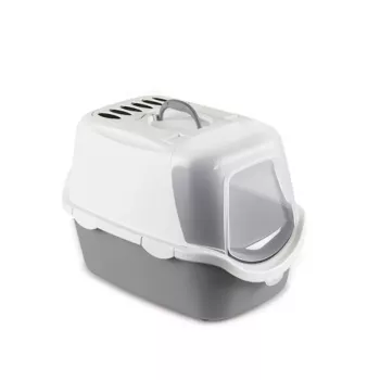 Litiere pentru pisici cu capac STEFANPLAST Cathy Easy Clean 56x40x40 cm alb/gri