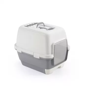 Litiere pentru pisici cu capac STEFANPLAST Cathy Clever & Smart, alb/gri, 58x45x48 cm