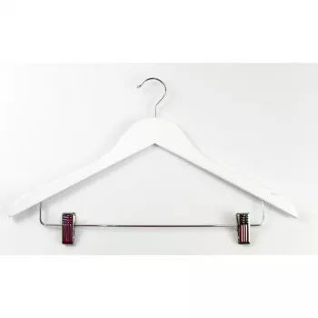 Umerașe din lemn cu cleme ORDINETT, set de 2, Alb, 44,5 cm
