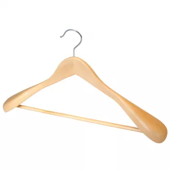 Umereșe din lemn SAUBER cu umeri largi, cârlig rotativ 360° și bară antialunecare pentru pantaloni