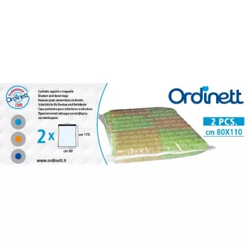 Pungi din plastic pentru pături ORDINETT, 2 buc., 80x110 cm, pungi de depozitare sub vid cu fermoar dublu și valvă universală