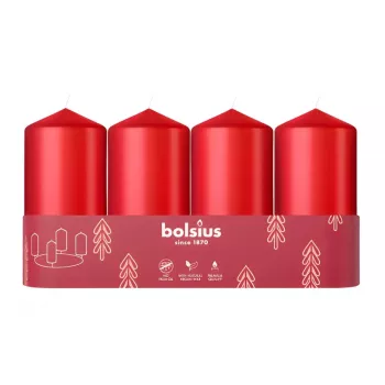 Lumânare cilindrică BOLSIUS 4 buc. Ø100x48 mm roșu