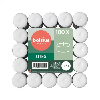 Lumânări tea light BOLSIUS 100 bucăți alb