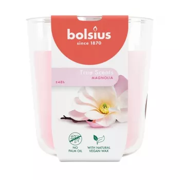 Lumânare parfumată în sticlă BOLSIUS True Scents - magnolie, Ø97x85 mm