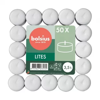 Lumânări tea light BOLSIUS 50 buc. albe
