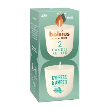 Lumânări de reumplere Bolsius CleanLight 2 buc. chiparos & ambră