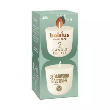 Lumânări de reumplere BOLSIUS Clean Light 2 buc. lemn de cedru & vetiver
